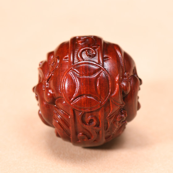 Rhino Horn Red Red Sandalwood 조각 사자 용의 신 부의 신성 Maitreya Gift Health Ball 선물 공장 직접 판매 핸들 부품