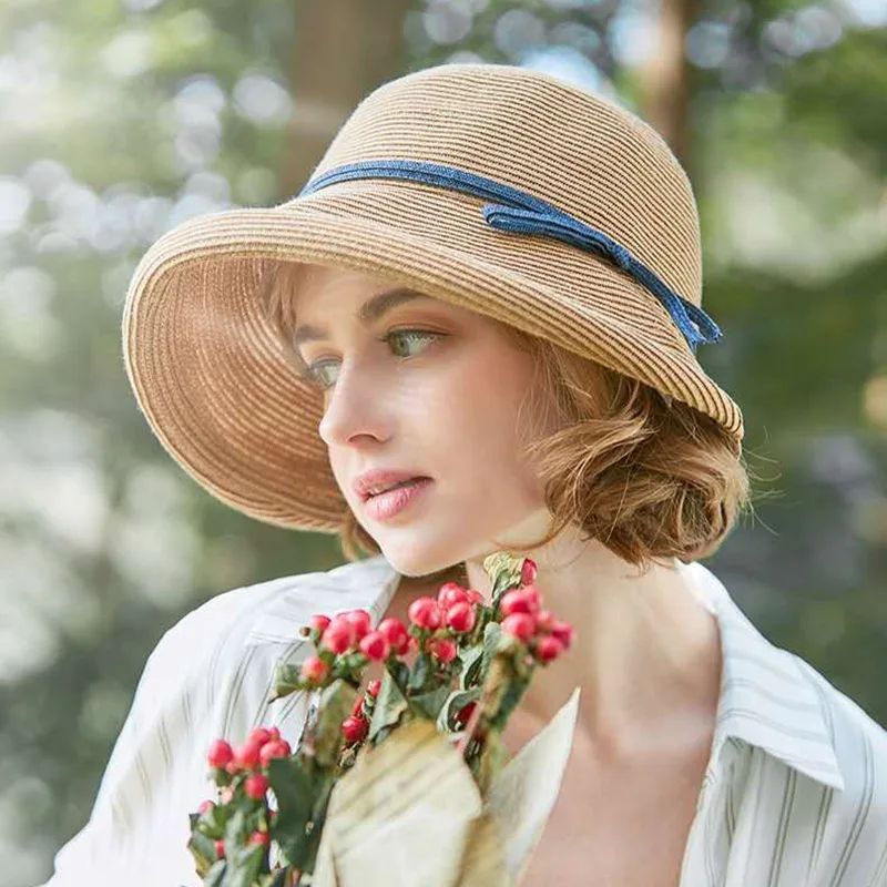 Hepburn Style Straw Hat Women Age Reduction Face Small Curly