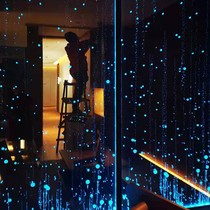 Laser engraving glass exhibition hall layout brand curtain wall partition restaurant partition decorative art luminous glass customization