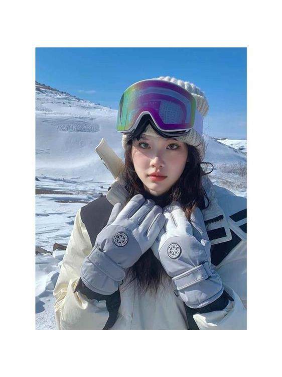 Winter Fleece-Lined Warm Ski Gloves, Motorcycle Waterproof, Windproof, Anti-Slip, Electric Scooter Riding Gloves, Outdoor Professional