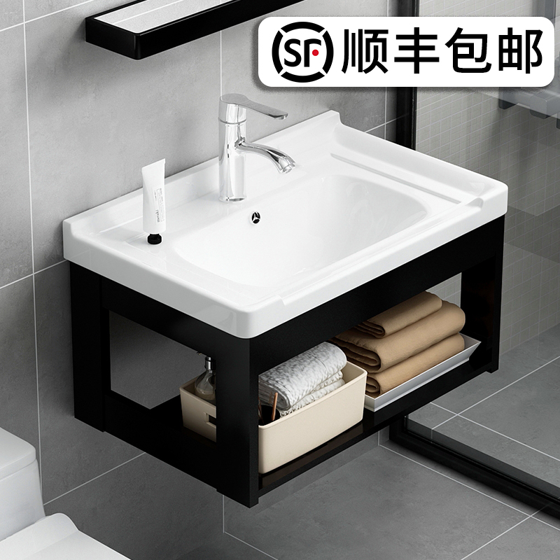 Handwashing table Small improvised washbasin cabinet Composition hanging wall type Mini small family Type of dressing room Triangle Balcony Ceramics