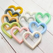 5pcs Heart Silicone Teether Beads BPA Free Baby Teether Neck