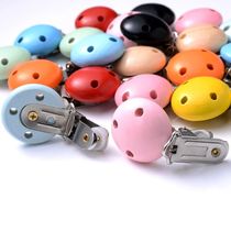 10Pcs Wood Clips Round Shaped Dummy Holder Baby Pacifier Cli