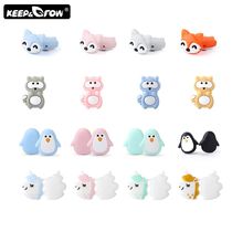 KeepGrow 4pcs Raccoon Fox Perle Silicone Beads Animal Silic