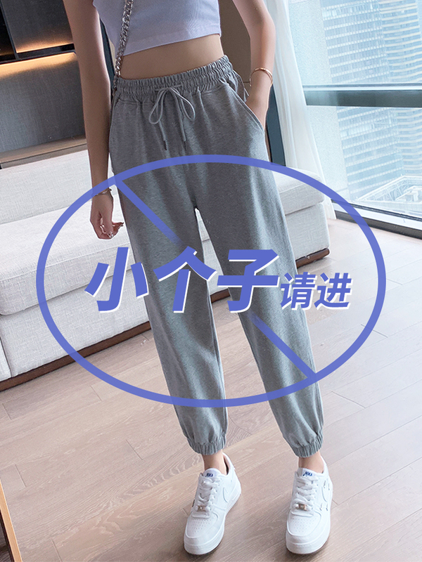 Gray Sweatpants for Women, Summer Thin Style, 2026 New Spring and Autumn Petite Harem Pants, Loose Jogger Casual Sweatpants