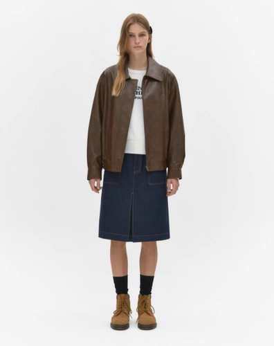 Корейская подлинная подлинность 1081609 лацкат ретро -кожаная куртка