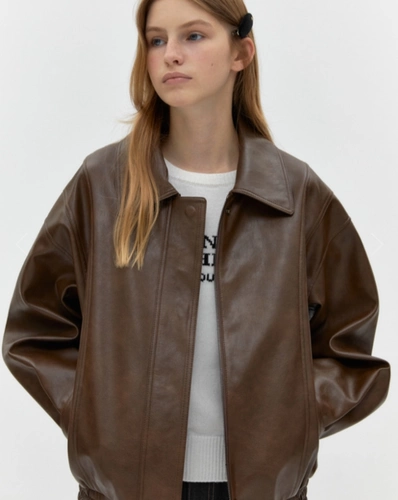 Корейская подлинная подлинность 1081609 лацкат ретро -кожаная куртка