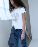 Корейский подлинный oioi1042610 хлопок 100 мужской и женский и тот же ретро -короткий топ