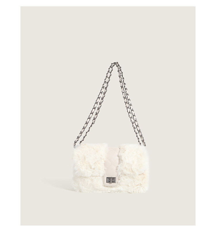 Borsa a tracolla donna in peluche con catena, pochette elegante_voghion.com