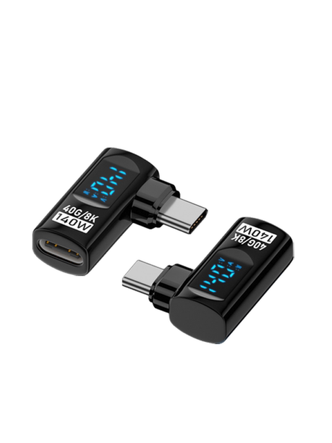 140W Digital Display U-Shaped Adapter Full-Function Type-C Male to Female Lightning Data Cable Thunderbolt 8K Video iPhone 15 /16 Mobile Phone Power Current Voltage Meter Fast Charging Monitoring