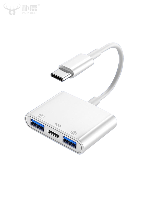 Three-In-One Adapter Cable USB Flash Drive Adapter Otg Adapter Cable Typec to Usb3.0 Suitable for Android and Apple 15 Mobile Phones USB Flash Drive Otg Data Cable Suitable for Car Adapter Mobile Phone Tablet Computer