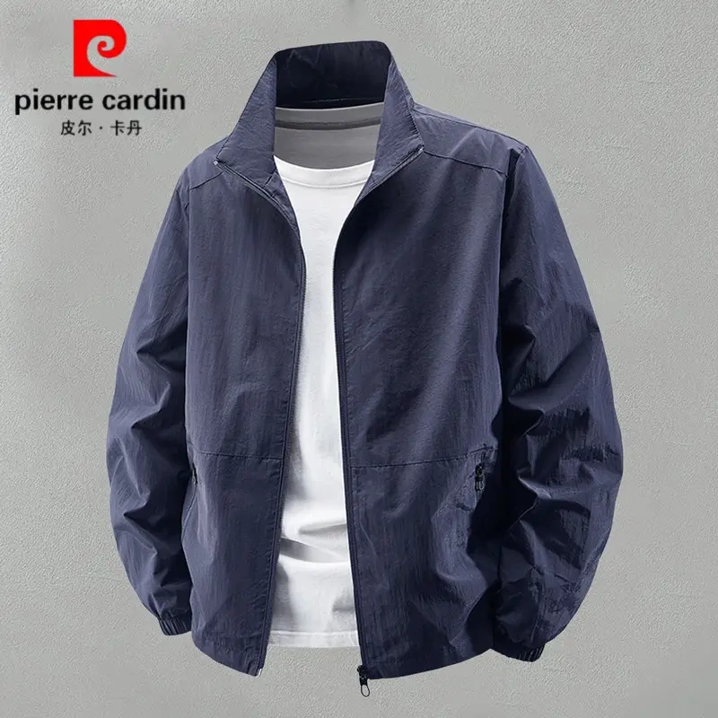 Pierre Cardin Men's Thin Soft Shell Jacket 2026 New Outdoor Casual Loose Stand Collar Jacket for Men
