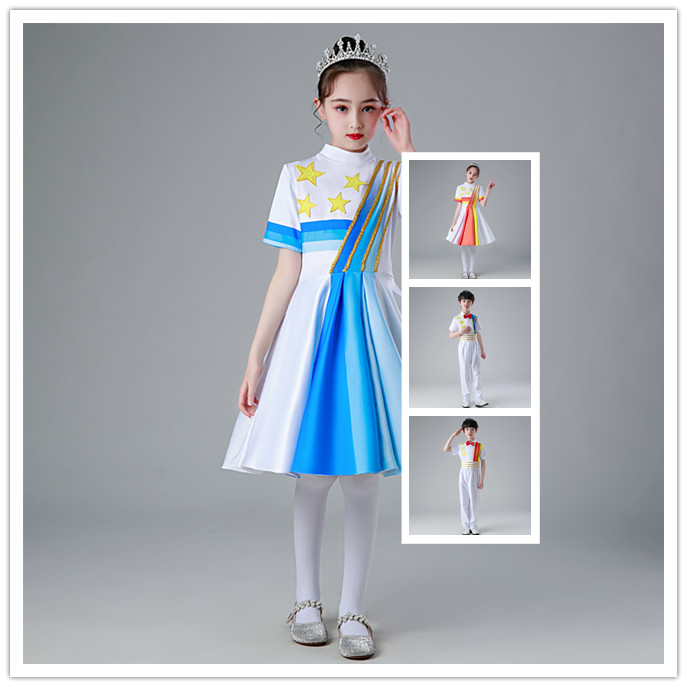June 1 children's chorus costumes for primary and secondary school students poetry recitation performance costumes red song speech contest dress