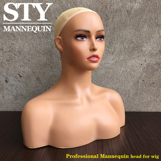 Манекен-голова женская в европейском и американском стиле, темнокожая, для фотосъемки, демонстрации париков, головных уборов и аксессуаров, с подставкой.