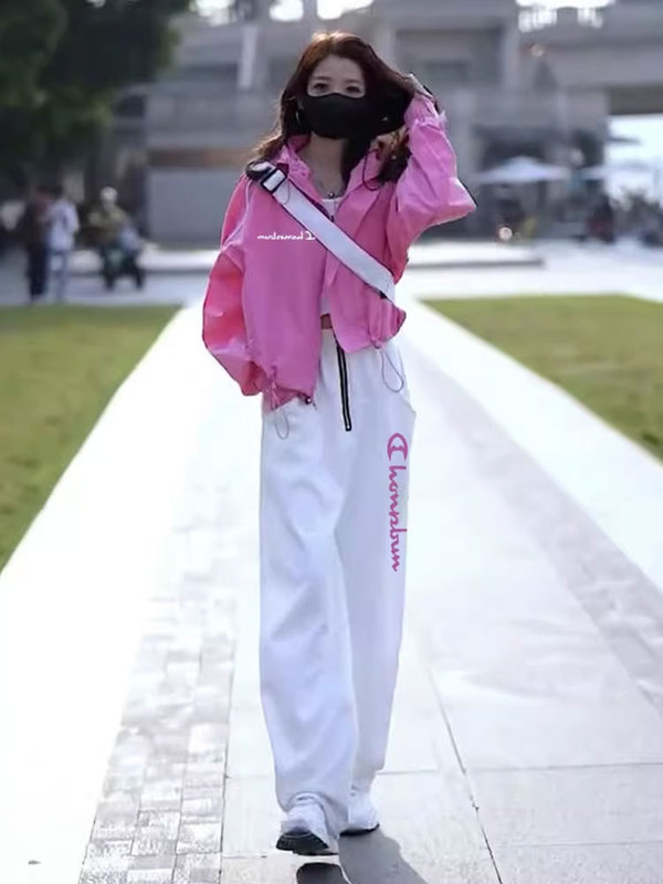 Champion Rainbow Pink Sportswear Set for Women, Spring and Autumn, Fashionable and Trendy, Street Style, Sun Protection, Casual Matching, Complete Set Champion Rainbow Pink Sportswear Set for Women, Spring and Autumn, Fashionable and Trendy, Street Style, Sun Protection, Casual Matching, Complete Set