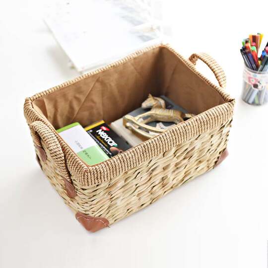Thickened American Straw Storage Box, Living Room Miscellaneous Basket Box, Rattan Storage Box, Wardrobe Storage Basket, Woven Storage Box