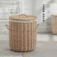Artlyly Natural Wicker Woven Round Laundry Basket with Lid, Large Breathable Clothing Storage Basket