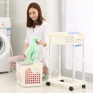 Japanese-Style Dirty Laundry Basket, Double-Layer Retractable Laundry Storage Basket, Household Bathroom Storage Basket