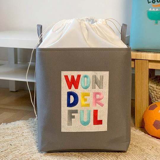 Thickened Children's Toy Storage Basket with Drawstring Canvas Storage Bag for Clothes, Dirty Clothes Basket, Cartoon Dirty Clothes Bucket