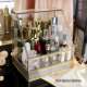 Extra Large Glass Cosmetics Storage Box Desktop Dustproof with Lid Transparent Lipstick Skin Care Jewelry Storage Rack