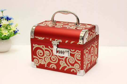 便携式手提化妆箱带密码锁多层首饰盒网红带镜大容量化妆品收纳盒