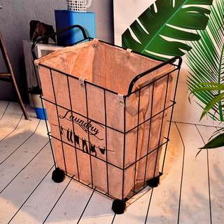 Nordic Style Wrought Iron Laundry Basket, Extra-Large Storage Bin with Lid, Mobile Toy Storage, Bathroom Household Essential, Simple Design