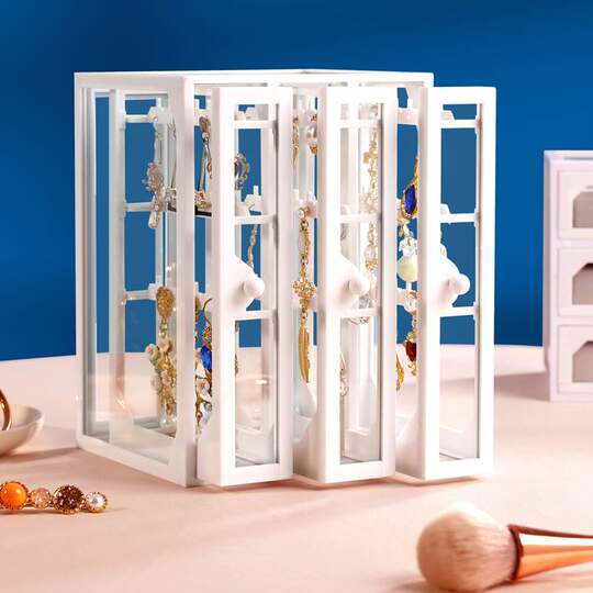 Ins Simple Jewelry Storage Box Earrings Necklace Ear Studs Ring Jewelry Hanger Dust-Proof Jewelry Box Multi-Layer High-End