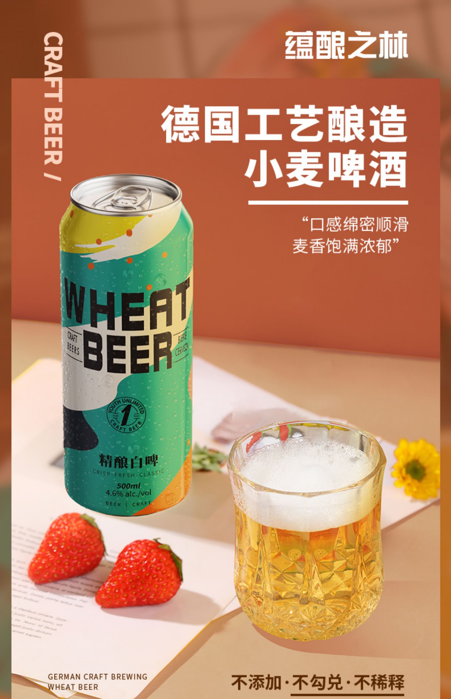 蕴酿之林 全麦黑啤精酿啤酒 500mL*12听 天猫优惠券折后￥29.9包邮（￥39.9-10）白啤酒可选