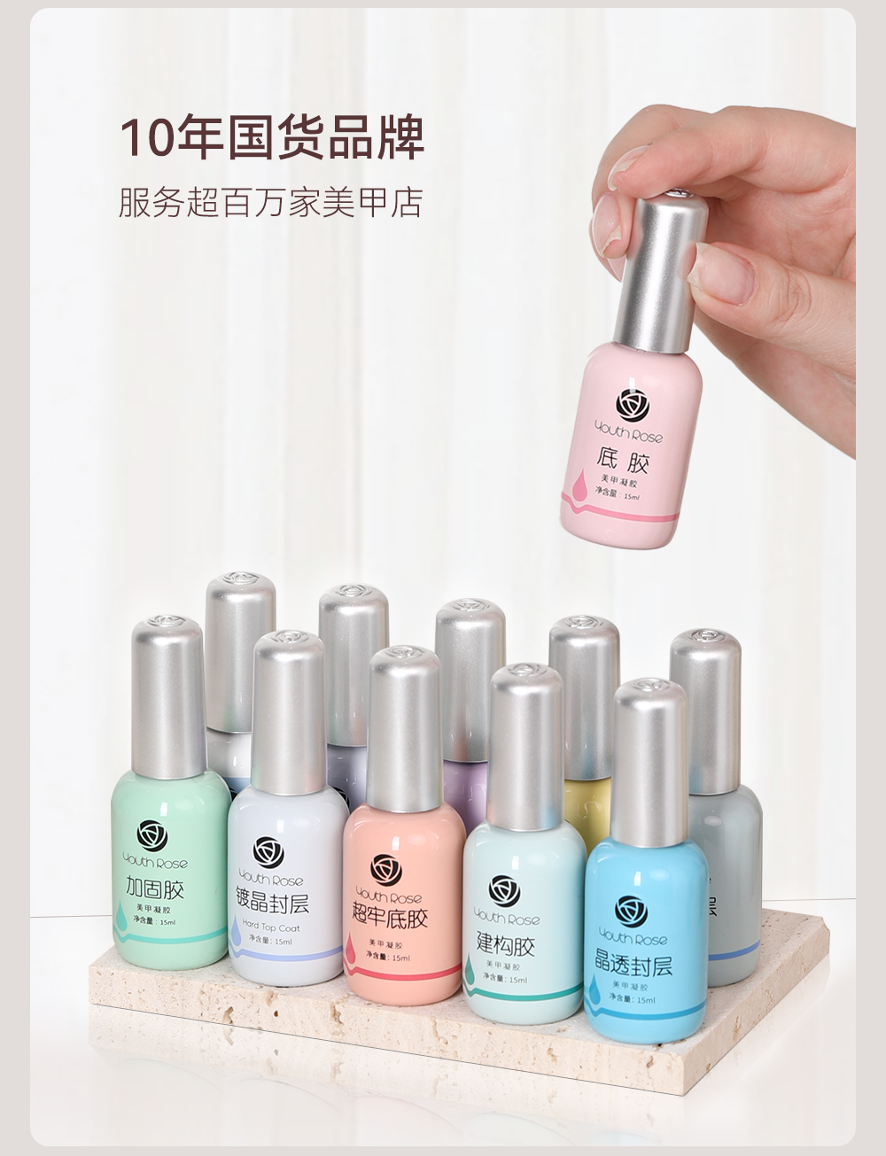5-Piece Professional Nail Base and Top Coat Gel Kit - Detail image 3