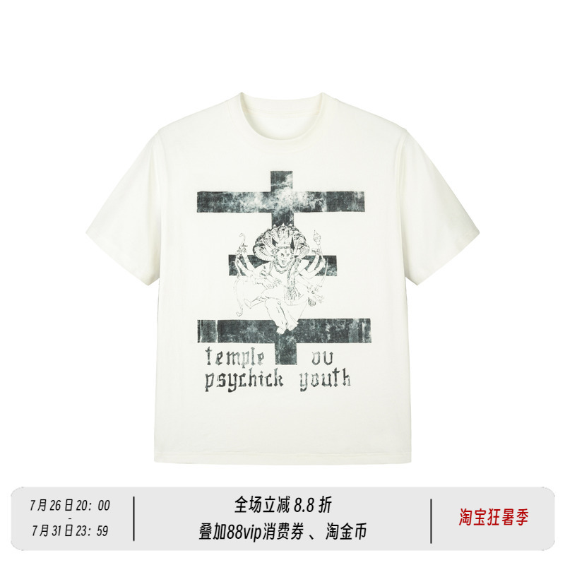 Newdecay Thai Deity Print Tee Sorona Cool Fit Regular Shoulder Casual Short-Sleeve T-Shirt for Men and Women