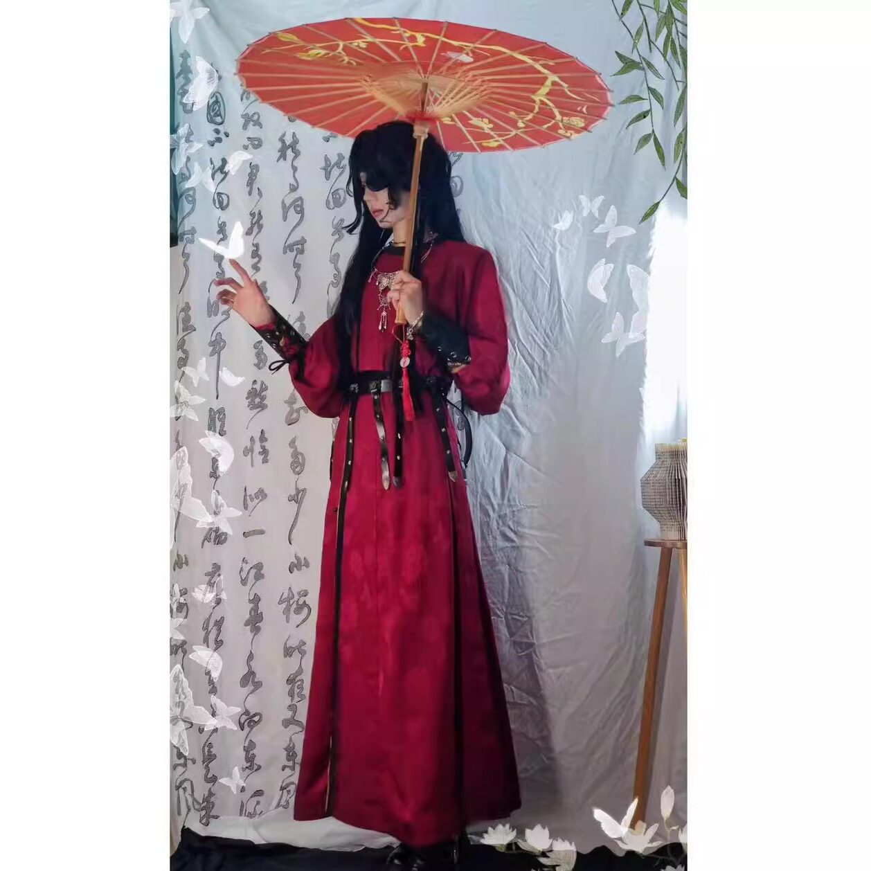 天官賜福動漫花城主紅傘油紙傘cosplay男道具銀蝶血雨探花雨傘-淘寶