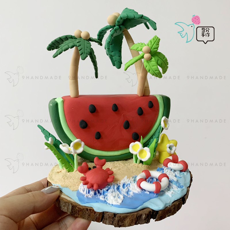 [Material Kit] Clay 3D Handicraft Children's Creative Crafts Summer Theme Nine-Part Handmade Craft