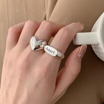 Quality Han version S92 When it is 5 silver sweet and heart-shaped ring female comeback ancient Shangqi Love opening ring Hip Hop carnivorous NIX finger