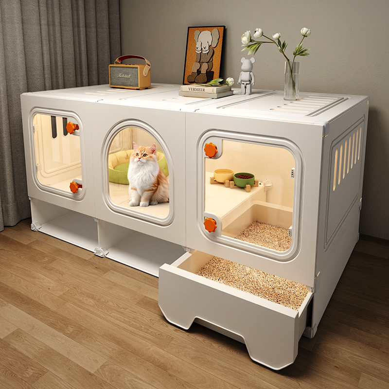 猫ケージ 猫ヴィラ トイレ付き 家庭用 屋内 小型アパート 猫ケージ 1部屋 1バスルーム 1リビングルーム 猫ハウス
