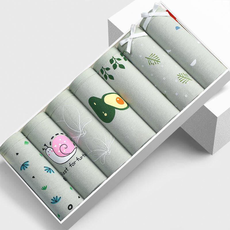 5 7 packs of 95% cotton underwear female student cotton mid-waist girl sexy antibacterial underwear cute low-waist briefs head