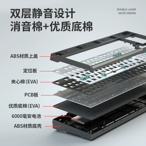 Viwa WK980 Индивидуальная беспроводная беспроводная Bluetooth Трехмода Механическая клавиатура черная защита от клавиш RGB Hot Slugging Grey Wop V3 V3