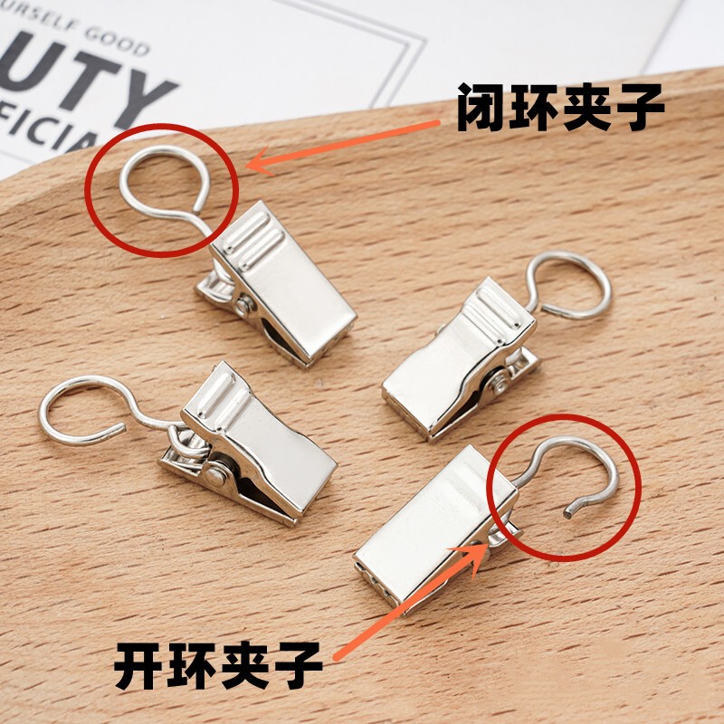 Curtain Clips with Hooks for Hanging, Ultra-Small Stainless Steel Clips with Fabric Hooks, Fasteners with Buttons, Small Clip Collection