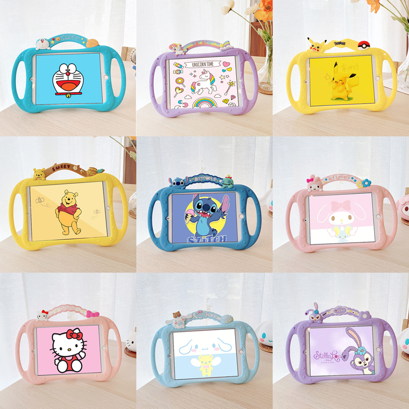 Handle-Style Portable iPad Mini6 Protective Case Suitable for Apple 8.3inch Tablet Mini7 6Th Generation A2567 Children's Anti-Drop A2568 Silicone Full-Cover A2569 Mini7 Cartoon Soft Case