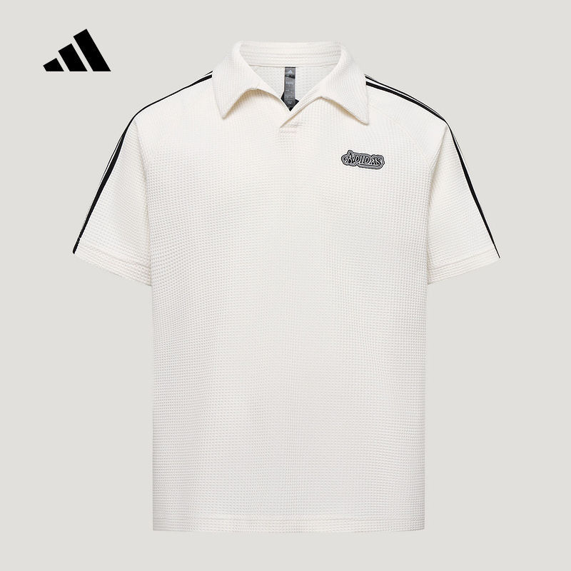 Adidas Adidas Men's Waffle Raglan Sleeve Loose Casual Sports Short-Sleeved Polo Shirt Top Lf7394