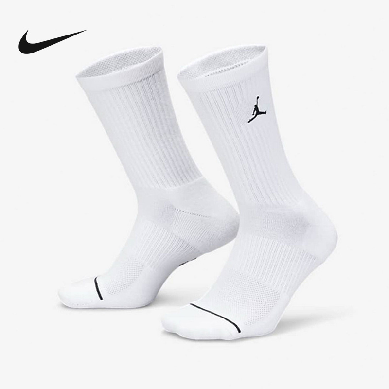 Nike Jordan Mid-Calf Sports Socks Summer New White Breathable Quick-Drying Casual Socks Dx9632-100