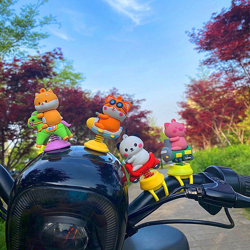 Net Red Electric Car Handle Flashlight Bullet Train Decoration Small Accessories Cute Bike Load Swing Piece Locomotive Paparazzi Doll