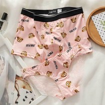 Pair of lovers briefs ice silk No marks for lovers Cute Cartoon Fashion Trends Male and female lovers underwear Underpants summer