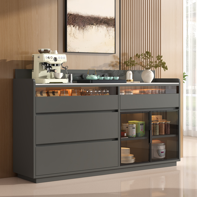 Sideboard Storage Cabinet, Wall-Mounted Integrated Unit with Solid Wood Slate Countertop, Water Dispenser Cabinet, Coffee Cabinet, Tea Bar Machine Sideboard Storage Cabinet, Wall-Mounted Integrated Unit with Solid Wood Slate Countertop, Water Dispenser Cabinet, Coffee Cabinet, Tea Bar Machine