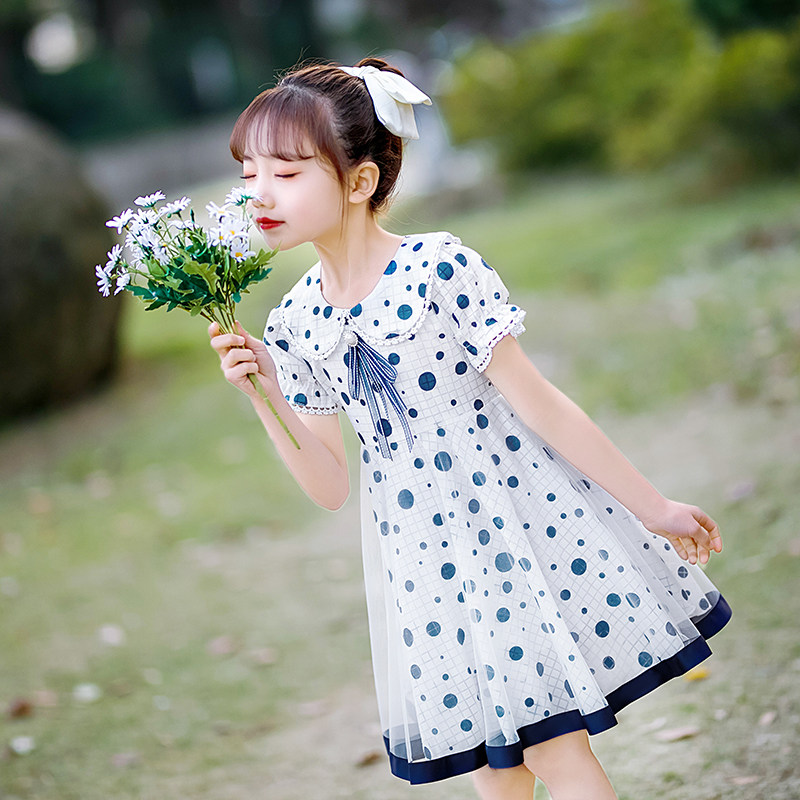 Summer Children's Dress 2023 New Model of Big Girl Princess in the Ocean Gas Long Crush Dress