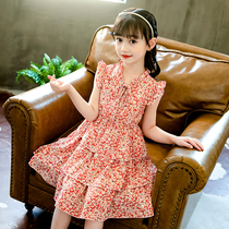 Girls dress Summer 2022 new childrens Korean version of the Korean version of the ocean Girl Snowflake Snow spinning childrens skirts