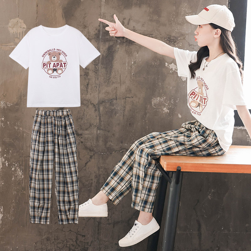 Girls summer suits 2022 new summer girls children's clothing Western style net red sports and leisure two-piece trend