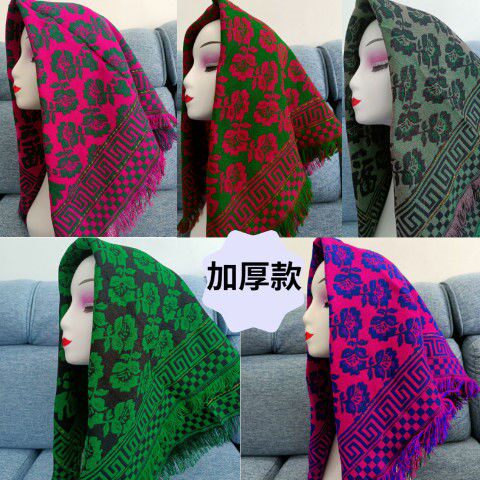 Headscarf Women's Baotou Rural Absorbent Fashion Autumn Winter Middle Aged Woman Old thickened Old Grandmother Mrs. Quad