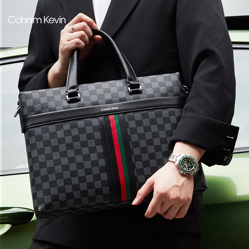 Cohnim Kevin business on business trip genuine leather men's handbag brief briefcase briefcase large capacity official package