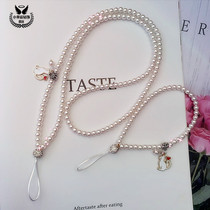 Personality Creative Crystal Pearl Mobile Phone Hanging neck Ropes Water Drill Long Chain Wrist Rope Pendant Anti-Fall Work Card Universal