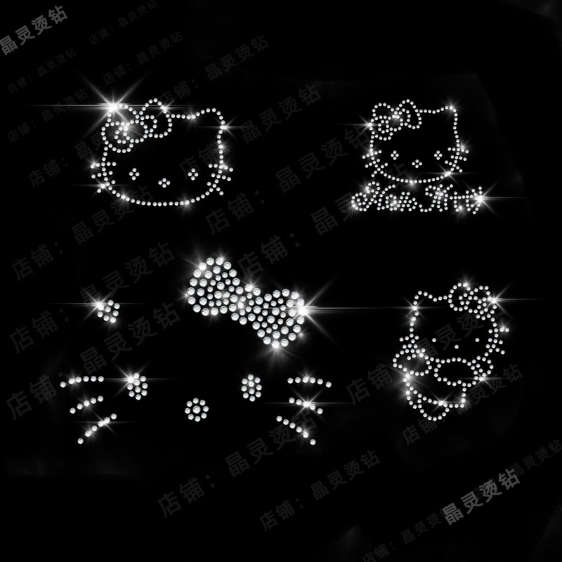 Hotfix Rhinestone Pattern Hello Kitty DIY Cute Cat DIY Glitter Clothing Bag Accessories Hotfix Rhinestone Pattern Hello Kitty DIY Cute Cat DIY Glitter Clothing Bag Accessories